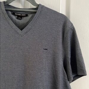 Michael Kors Men's Denim Chambray V-Neck Short-Sleeve Tee - Size L